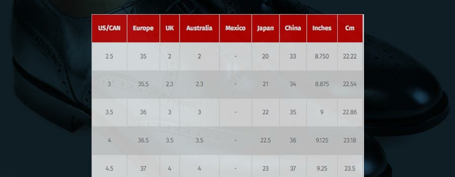 DON'T KNOW YOU SHOE SIZE ? WE CAN HELP