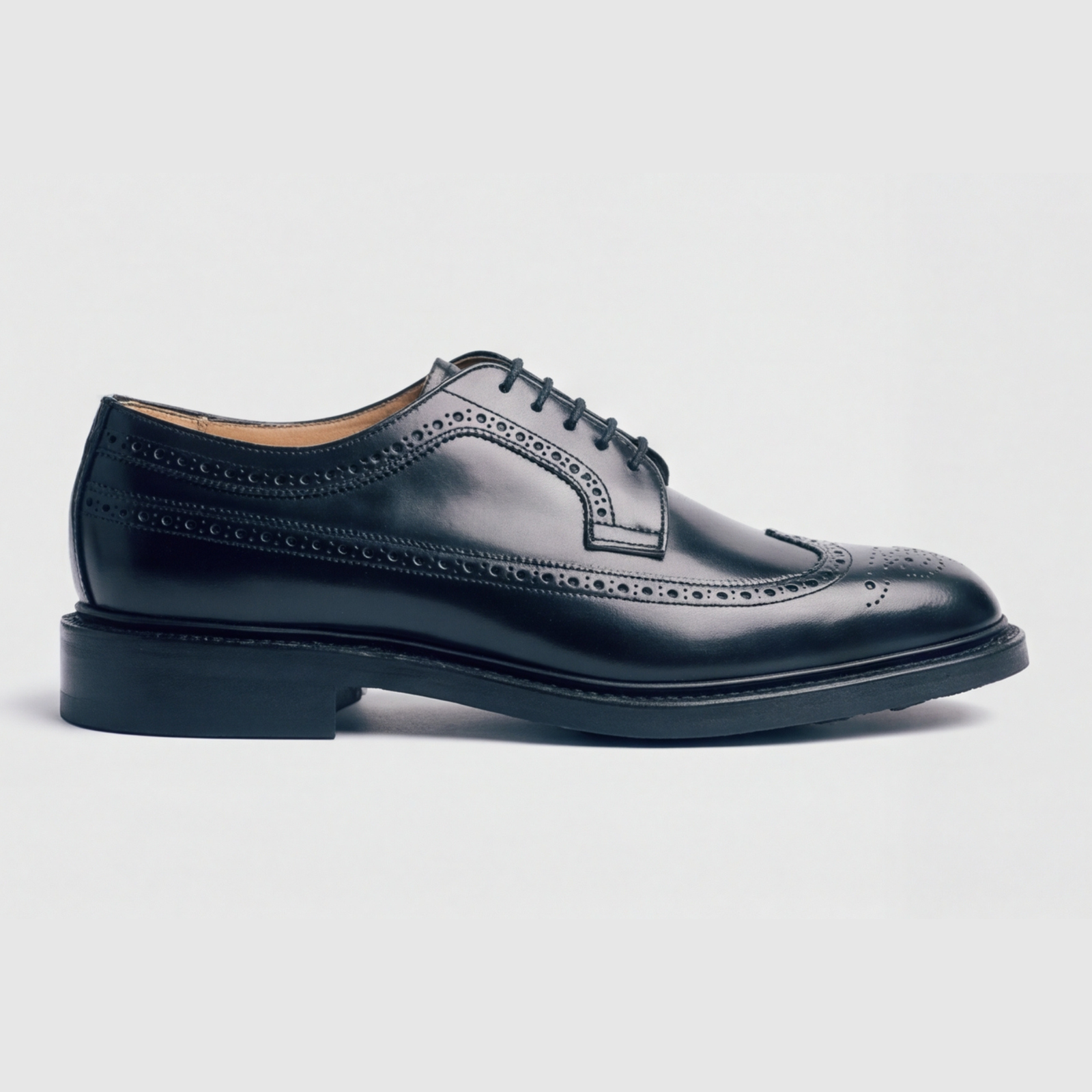 Dufferin - Black Polished - Rubber Sole